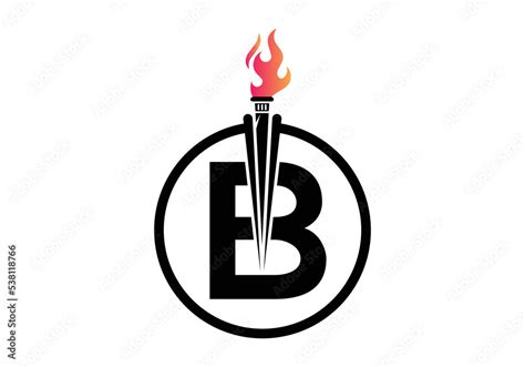 Initial Letter B Fire Torch Concept With Fire And Torch Icon Vector
