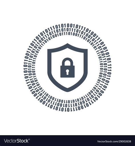 Cyber Security Shield Icon Or Logo Binary Digital Vector Image