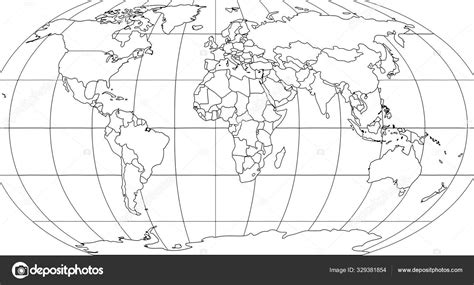 World Map Black And White Outline With Countries