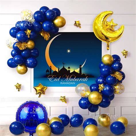 Eid Mubarak Star Moon Aluminum Foil Balloons Set Ramadan Decoration