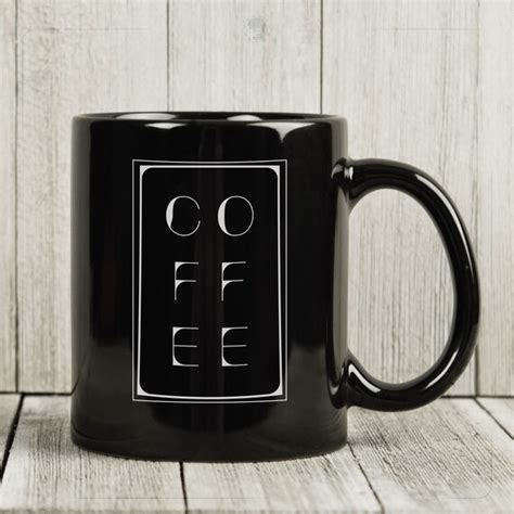Black Coffee Mug White On Black Modern On Fleek Style Panel Etsy