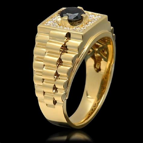 14k Yellow Gold 101ct Mens Diamond Ring