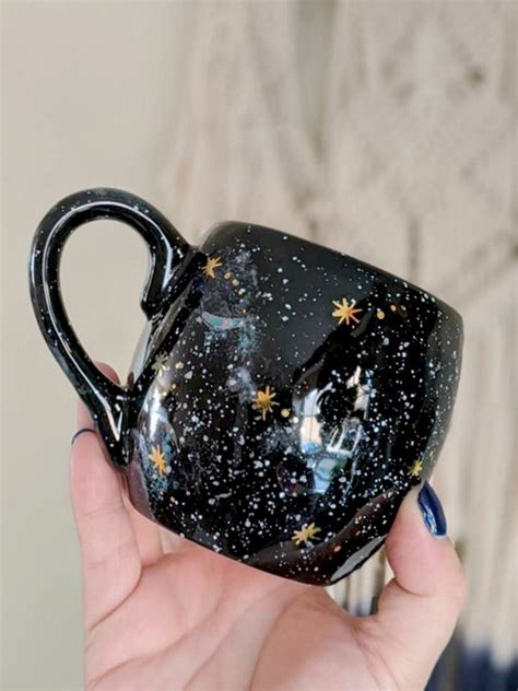 Galaxy Mug K Gold Starry Night Sky Mug Celestial Coffee Etsy