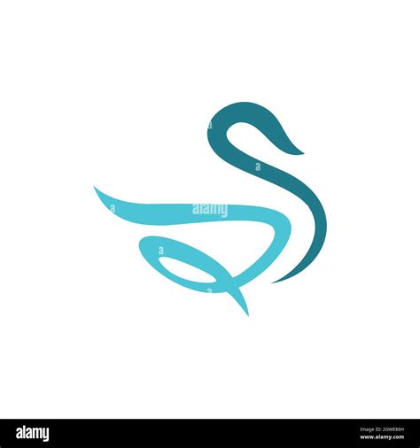 Abstract Duck Swan Letter S Logo Icon Flat Vector Concept Graphic