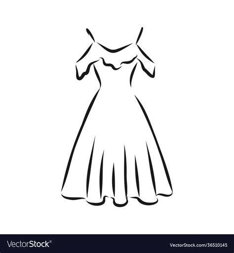 Womens Dresses Hand Drawn Black Outline Drawing Vector Image