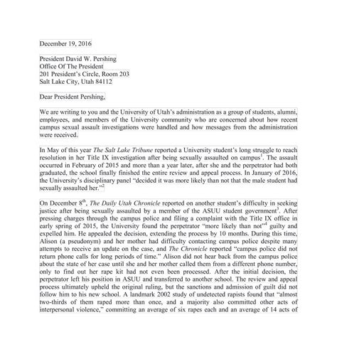 Letter To University Of Utah From Slc Against Sexual Assault Officialpdf Docdroid