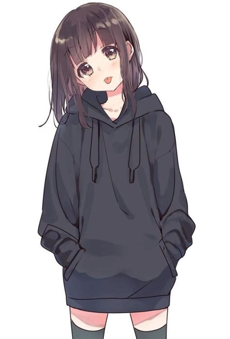 Hoodie Shy Cute Anime Girl