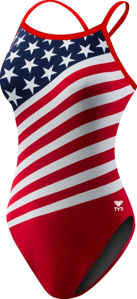 Tyr Taf7a Womens American Flag Crosscutfit Swimsuit
