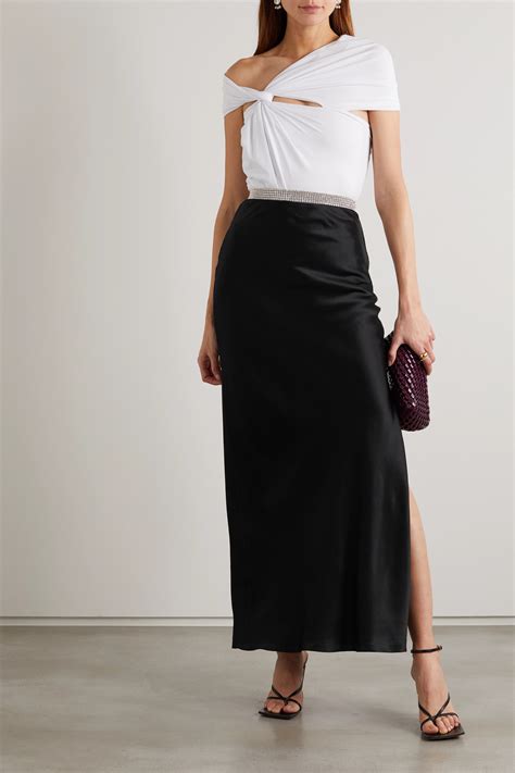 black crystal embellished silk satin maxi skirt michael lo sordo net a porter