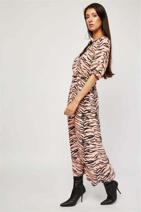 Tie Up Front Tiger Print Maxi Dress Just 3
