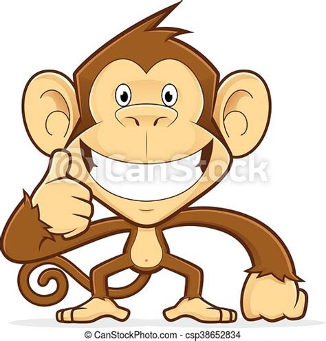 Monkey giving thumbs up. Clipart picture of a monkey cartoon character giving thumbs up. | CanStock