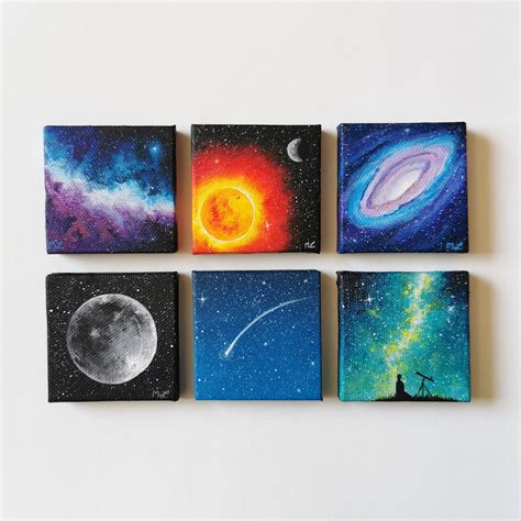 Tiny Space Paintings Me Acrylic On 2 X 2 Canvases 2019 Rart