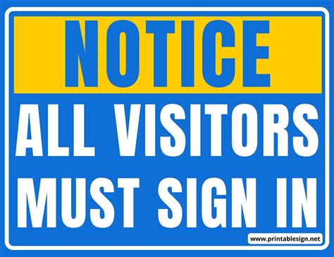 All Visitors Must Sign In Notice Sign Free Download