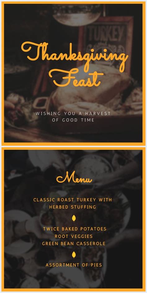 Free Thanksgiving Dinner Menu Template Flipsnack