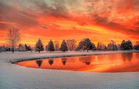 Sunset Snow Winter Scenes Pinterest