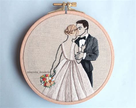 Wedding Embroidery With 13cm 5 Inch Hoop Embroidery Art Etsy