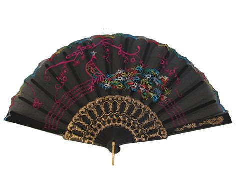 Black Chinese Cloth Folding Hand Fans