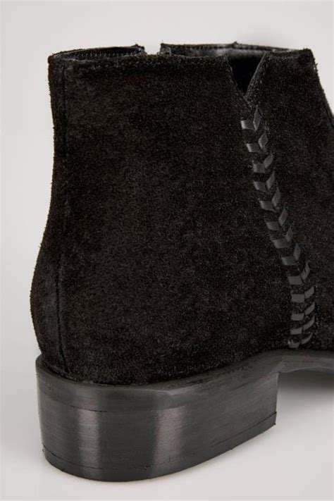 Black Leather Ankle Boot With Whipstitch Side Detail In True Eee Fit