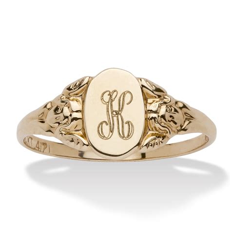 Personalized Signet Initial Ring In Solid 10k Yellow Gold On Palmbeach