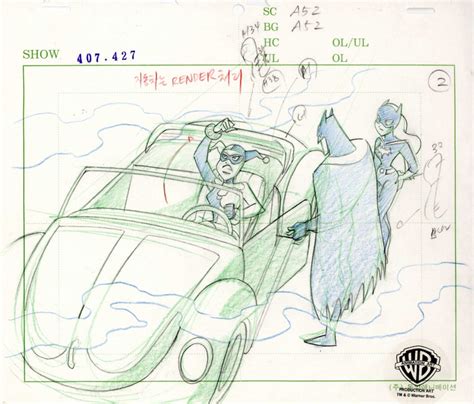 The New Batman Adventures Original Production Drawing Batman Batgirl
