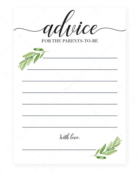 Baby Shower Advice Card For Parents To Be Baby Shower Advice Baby