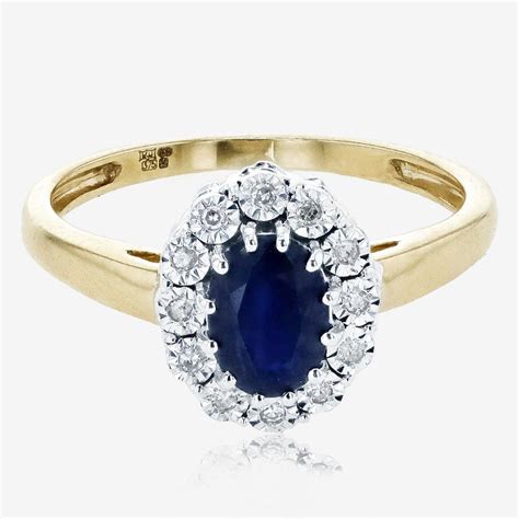 Ct Gold Sapphire And Diamond Cluster Ring