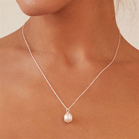 Rose Silver Or Gold Large Single Pearl Drop Necklace By LILY ROO