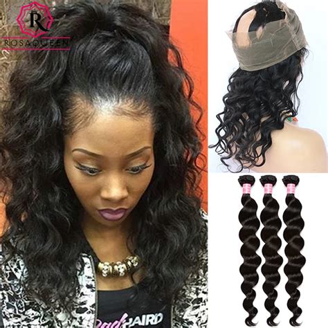 360 Lace Frontal With Bundles 360 Lace Virgin Hair Peruvian Loose Wave With Closure 360 Full