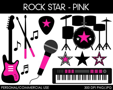 Girl Rock Star Clipart Digital Clip Art Graphics By Mareetruelove Rockstar Birthday Party Rock