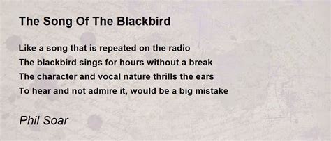 The Song Of The Blackbird Poem By Phil Soar Poem Hunter