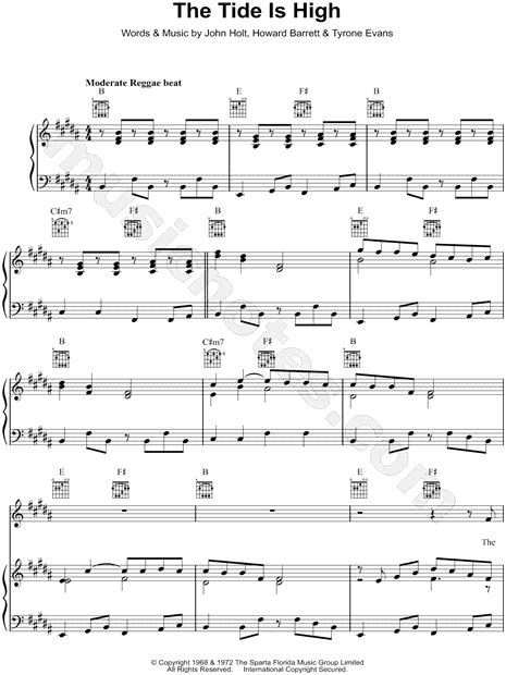Learn to play guitar by chord / tabs using chord diagrams, transpose the key, watch video lessons and much more. Blondie - "The Tide Is High" | Sheet music, Good books, Music