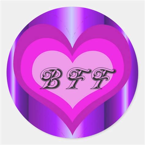 Hot Pink Heart Best Friends Forever Classic Round Sticker Zazzle