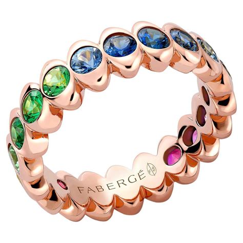 Fabergé Colours Of Love White Gold Rainbow Multicoloured Gemstone Fluted Ring For Sale At 1stdibs