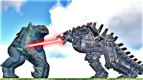 Mecha Godzilla Vs Leatherback Kaiju Pacific Rim Ark Survival Evolved
