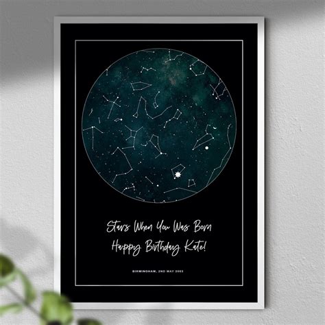 Stars When You Were Born Customised Birthday Star Map Print Etsy