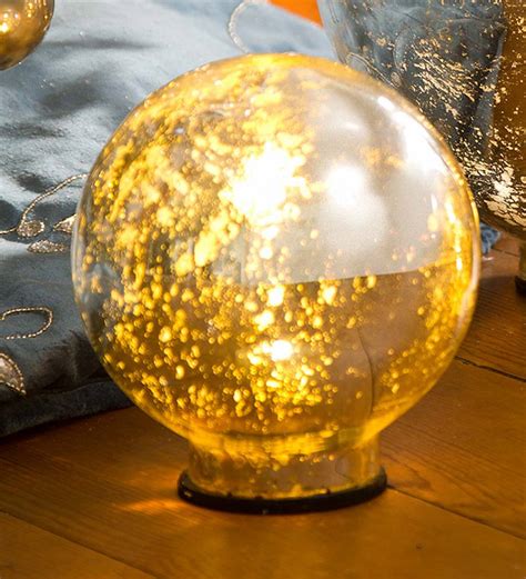 Small Lighted Mercury Glass Globe 6 Dia Plow And Hearth