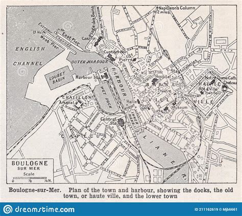 Vintage Map Of Boulogne Sur Mer Editorial Stock Image Illustration