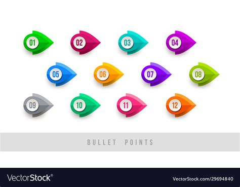 Numbered Colorful Bullet Points Royalty Free Vector Image