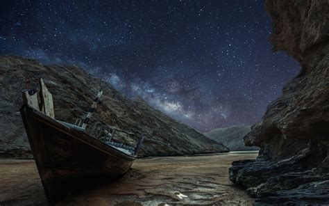 Hintergrundbilder Landschaft Boot Meer Nacht Rock Natur Sand