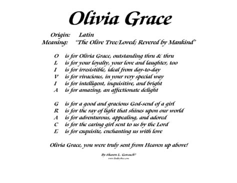 Meaning Of Olivia Grace Lindseyboo