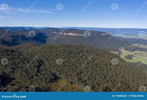 Aerial View Of A Green Valley In The Blue Mountains Stock Image Image