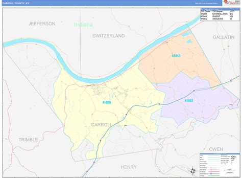 Carroll County Ky Wall Map Color Cast Style By Marketmaps