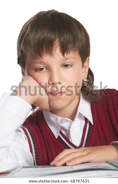 Young Boy Reading Book Isolated On Stock Photo 68787631 Shutterstock