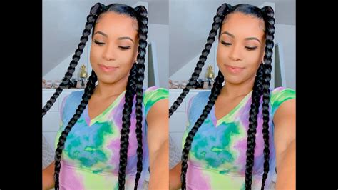 4 Jumbo Braids Easy 💁🏻‍♀️freetress Synthetic Pre Stretched Braid
