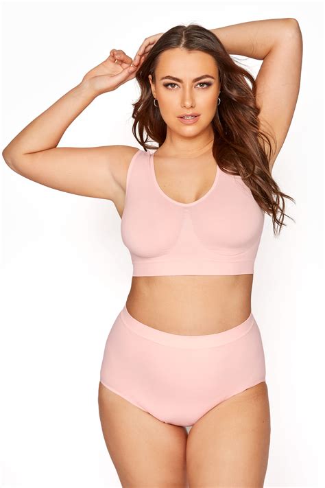Plus Size Pink Seamless Padded Non Wired Bralette Yours Clothing