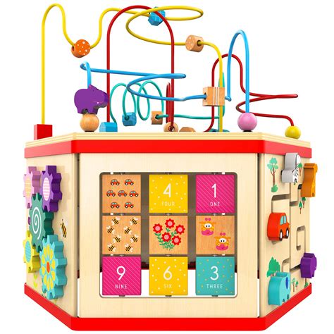 Top Bright Wooden Activity Cube For Baby 6 12 Months Bead Maze For