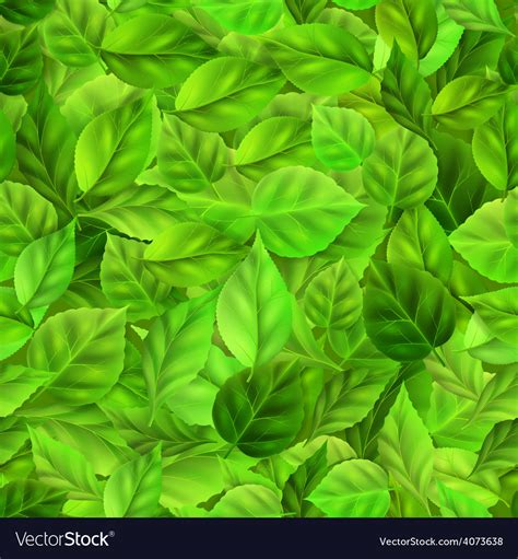 Seamless Pattern Of Green Leaves Royalty Free Vector Image