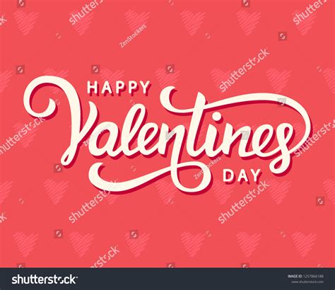 Happy Valentines Day Typography Poster Handwritten Stock Illustration