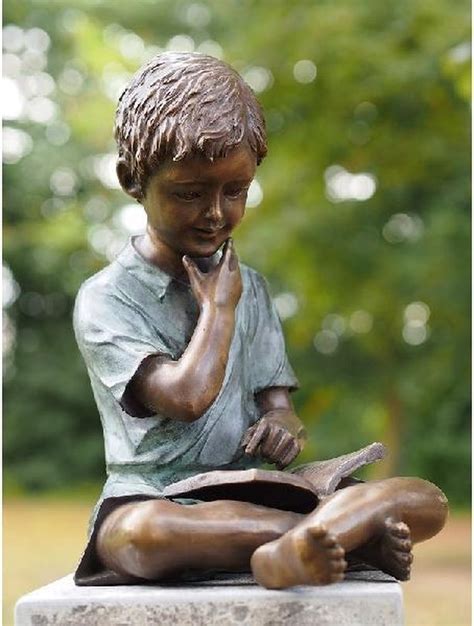 Statue De Jardin Statue En Bronze Garçon Au Livre Bronzartes