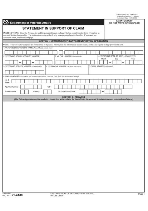 Vba Va Form 21 4138 ≡ Fill Out Printable Pdf Forms Online